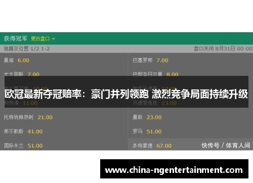 欧冠最新夺冠赔率：豪门并列领跑 激烈竞争局面持续升级